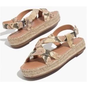 Madewell Malia Snakeskin Espadrille Sandals Size 6